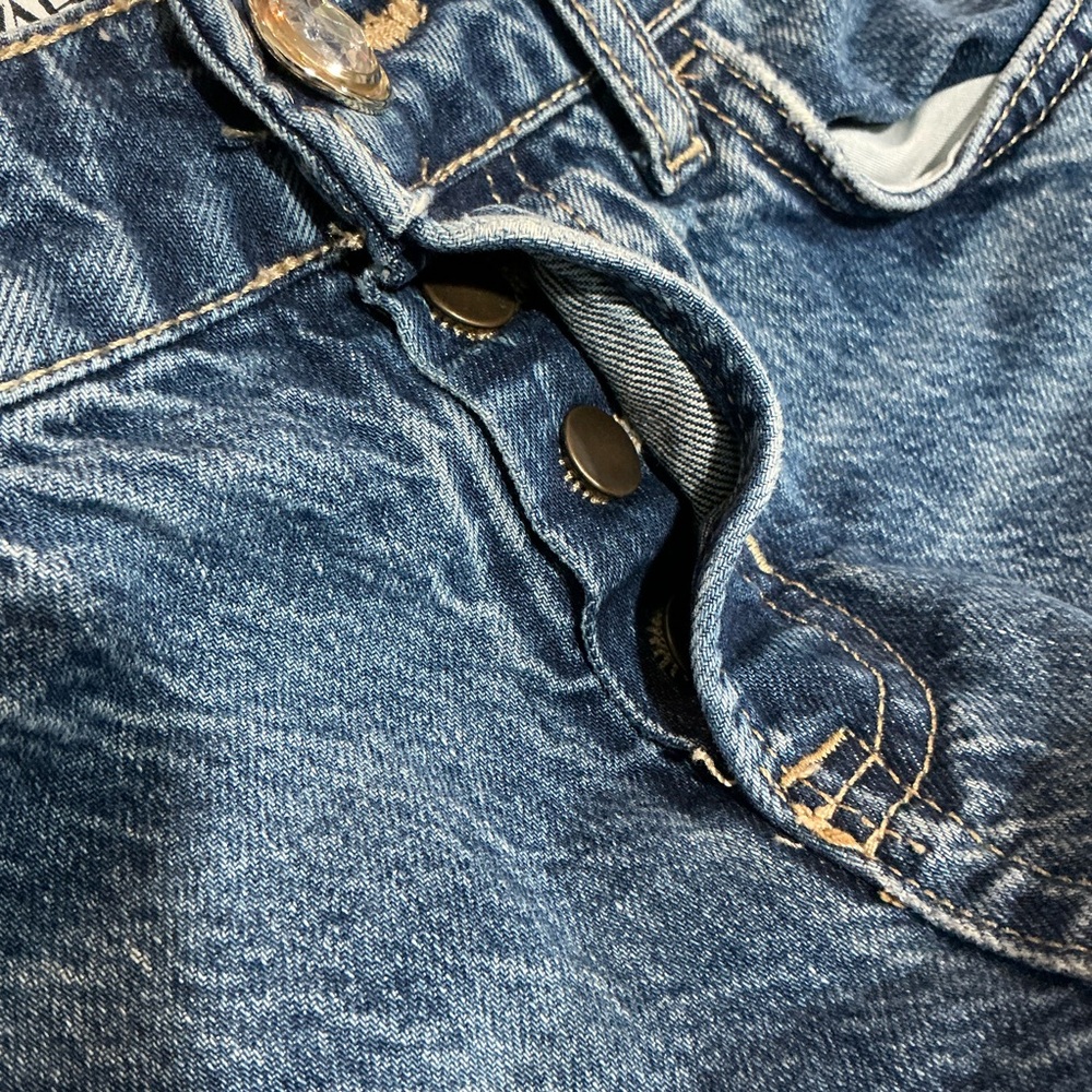 Zara Split Ankle / Leg Opening Button Fly Blue De… - image 7